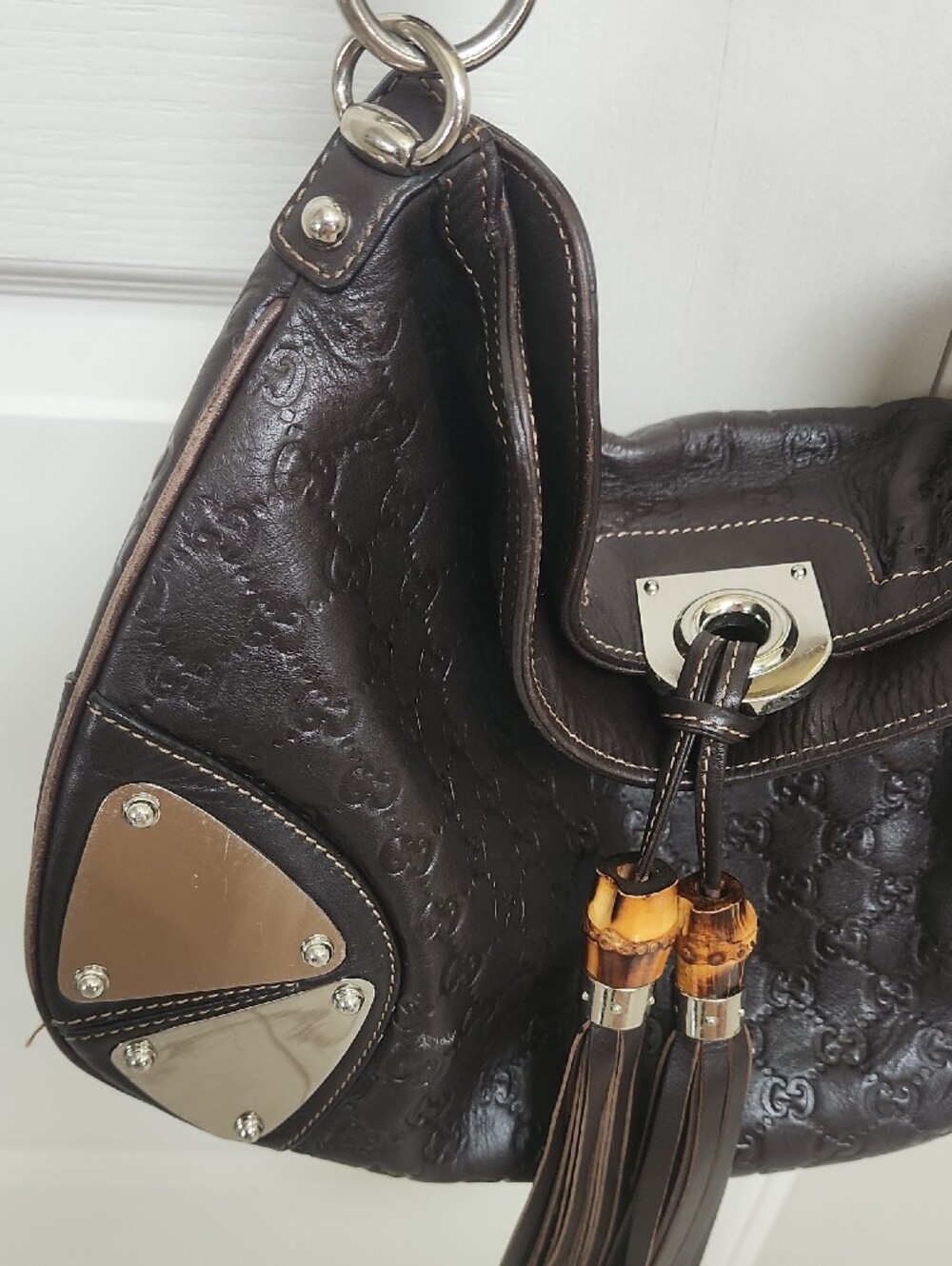 Gucci Babouska Indy Hobo Bag Dark Brown Guccissima Leather AUTHENTIC - Picture 2 of 16